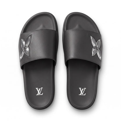 Louis Vuitton Monogram Flower Black Slides