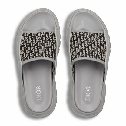 Dior Oblique Grey Slide Sandals