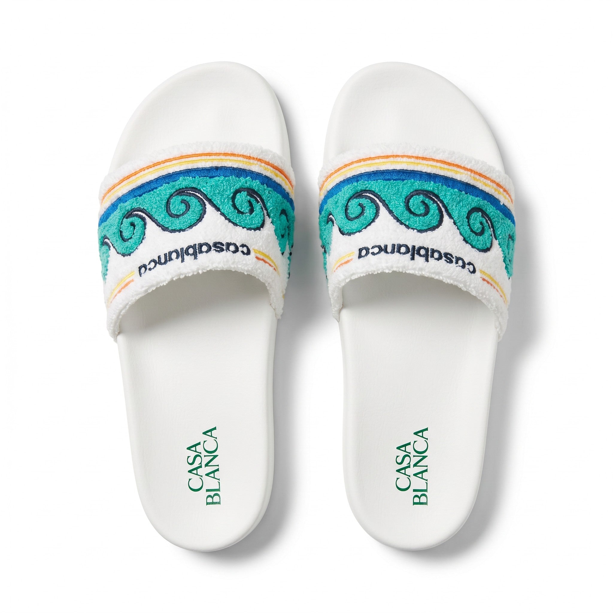 Casablanca White Terry Cloth Logo Slides