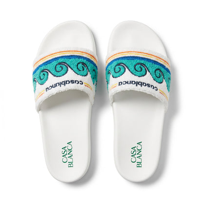 Casablanca White Terry Cloth Logo Slides