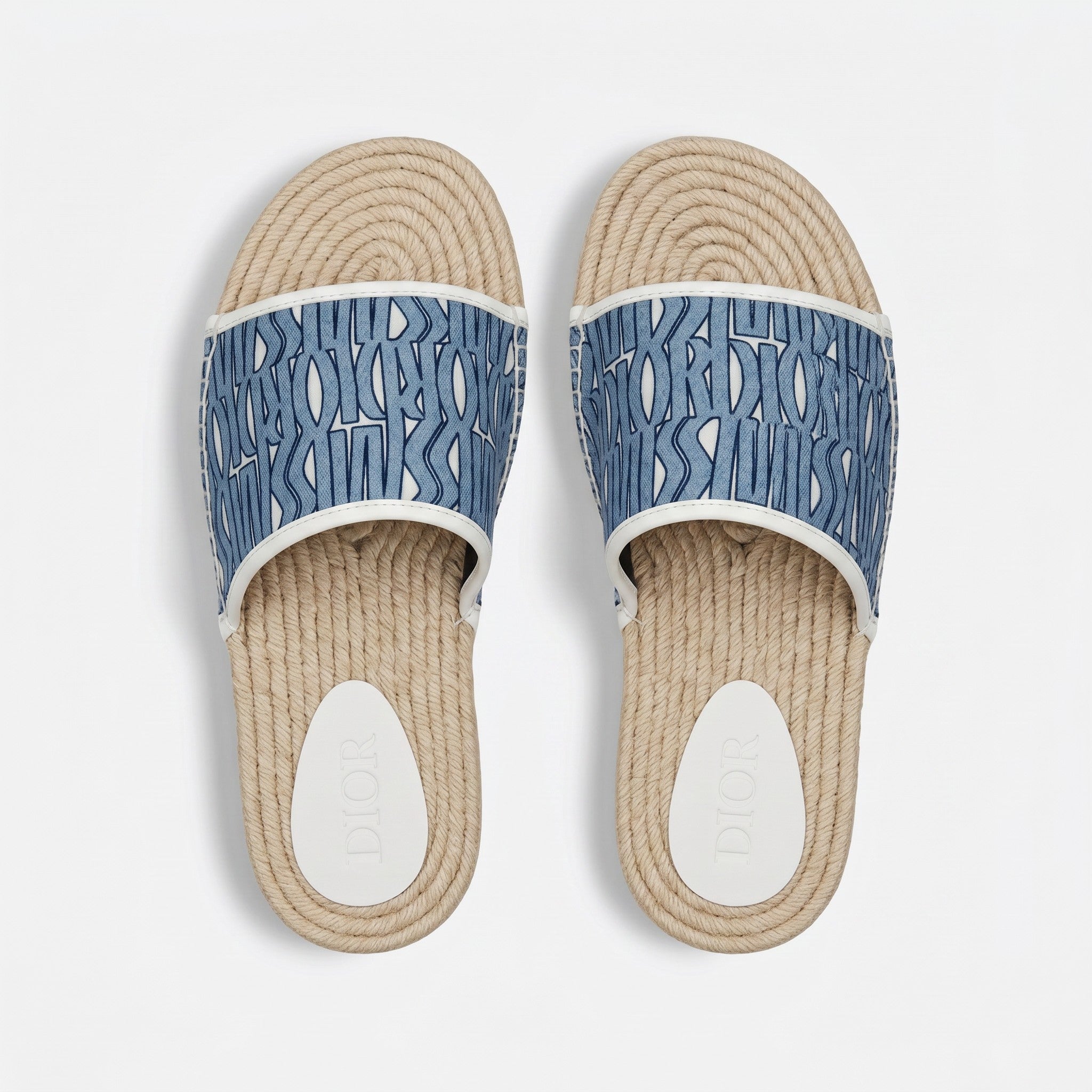 Dior Blue Oblique Rope Sole Slide Sandals