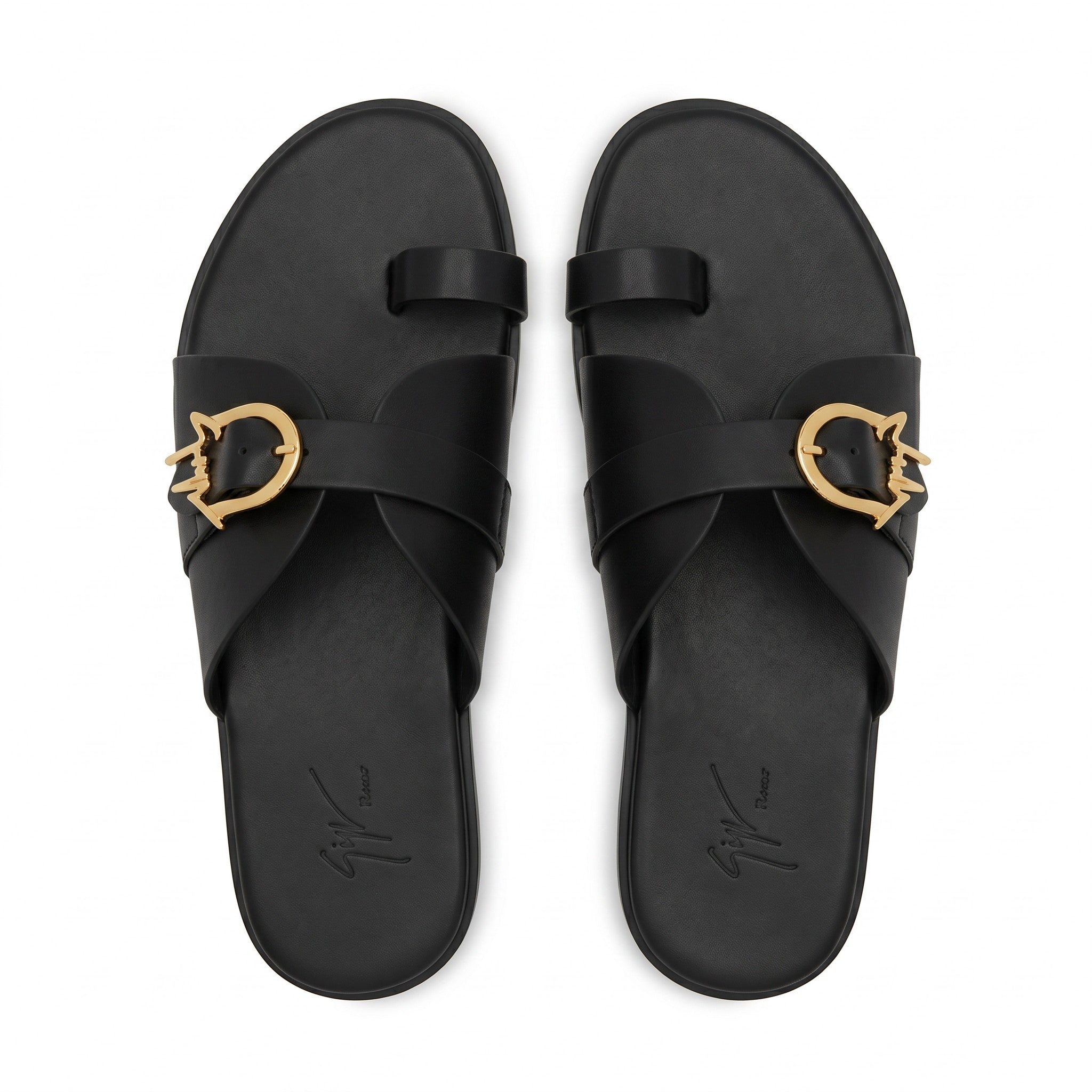 Giuseppe Zanotti Double Cross Toe-Ring Sandals – Black Gold