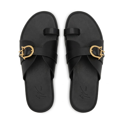 Giuseppe Zanotti Double Cross Toe-Ring Sandals – Black Gold