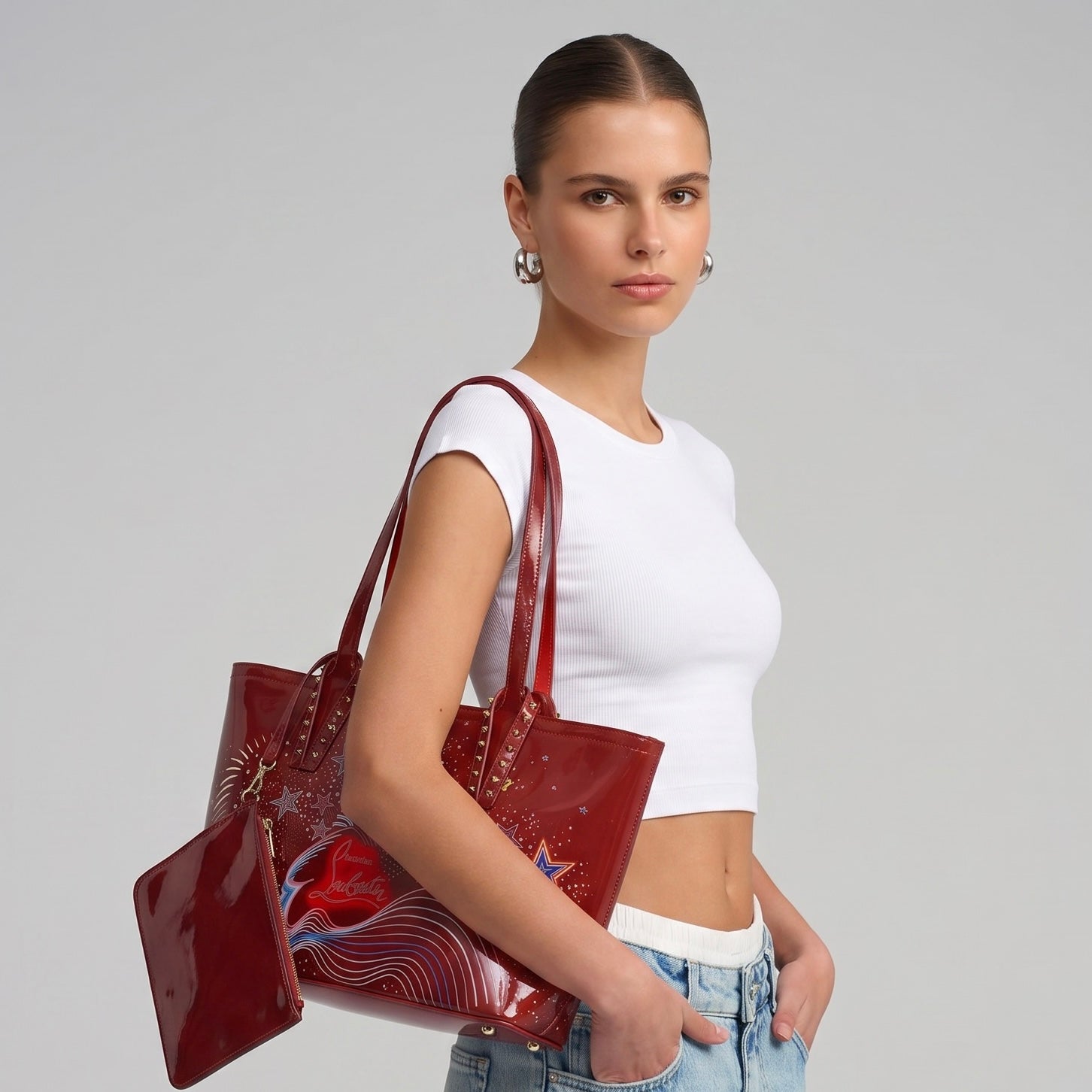 ❤️ Christian Louboutin-Inspired “Starburst” Patent Tote — Red Edition ❤️