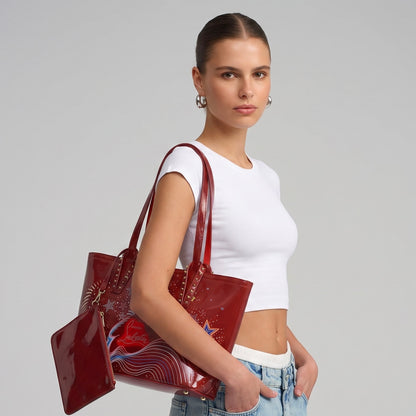 ❤️ Christian Louboutin-Inspired “Starburst” Patent Tote — Red Edition ❤️