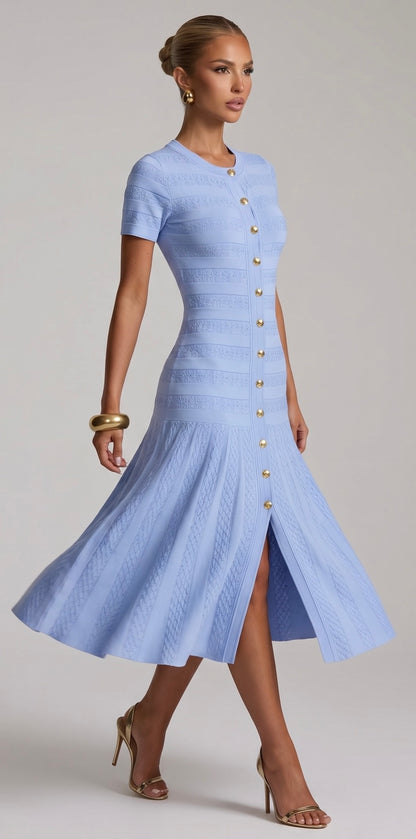 Sandro Light Blue Knit Button Dress 💙