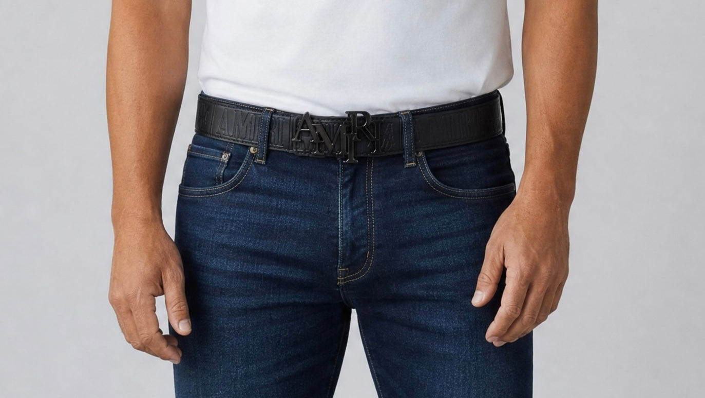 AMIRI Blackout Logo Belt – 110 cm | Bold & Minimal Luxury 🖤