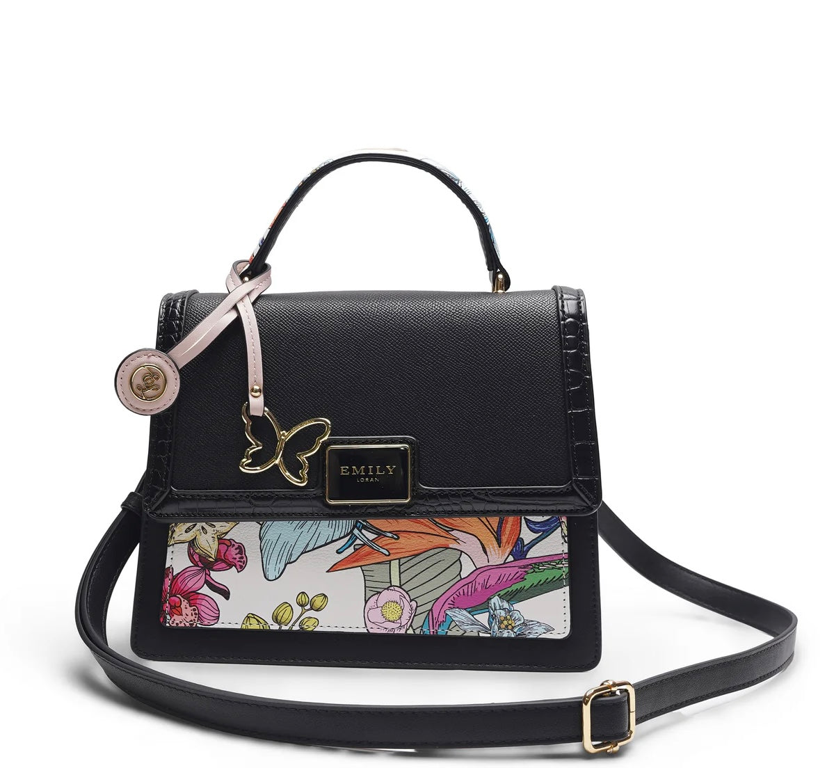 Emily Loran Black Floral Crossbody Bag 🖤👜🌸