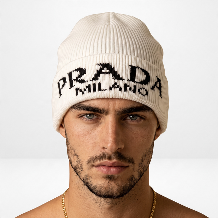 Prada Milano Ribbed Beanie — White