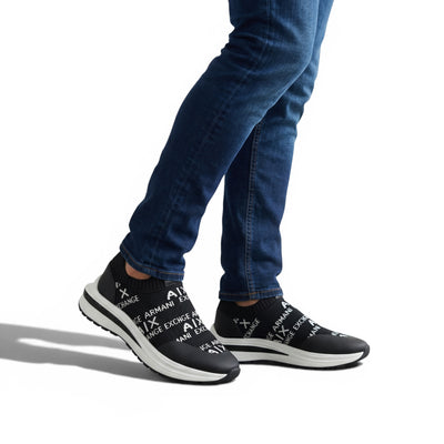 EA7 Armani Exchange-Inspired Slip-On Sneakers – Black Knit Comfort 🖤👟