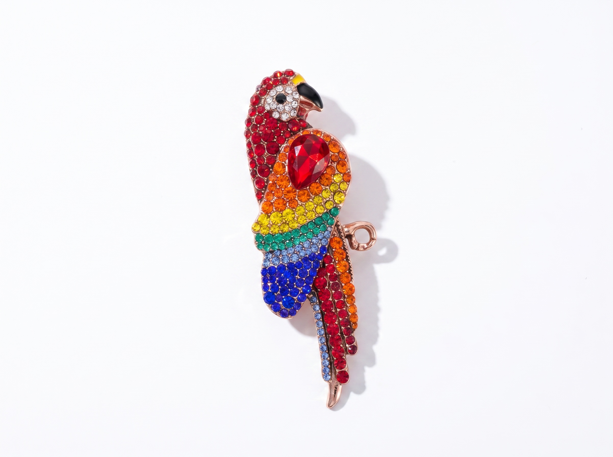 🦜 Rainbow Crystal Parrot Brooch