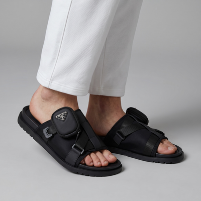 Prada Tactical Pocket Slides – Black Utility Luxury 🖤⚡