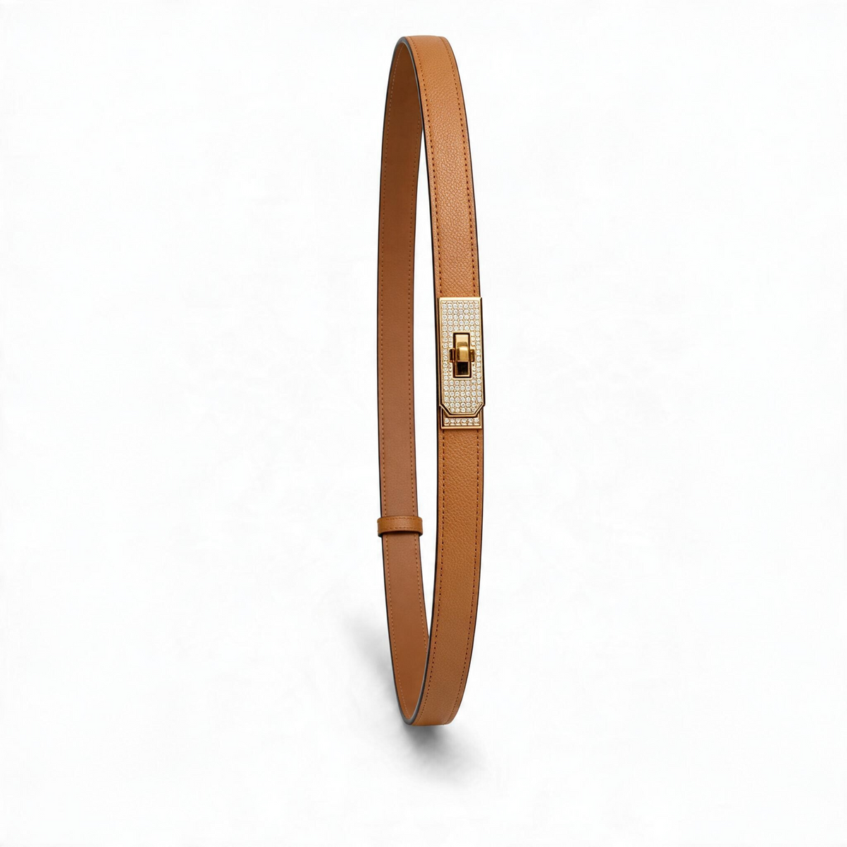 ✨ Hermès Crystal Kelly Lock Leather Belt – Luxury Brown Designer Belt 🤎