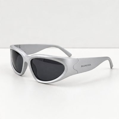 Balenciaga Futuristic Wrap Sunglasses – Silver Grey Edge 🕶️⚡