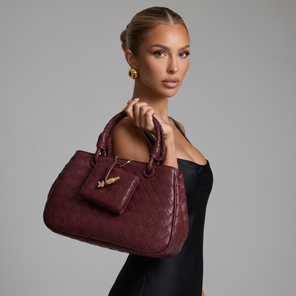 ❤️ Bottega Veneta Intrecciato Burgundy Leather Tote – Luxury Woven Designer Handbag