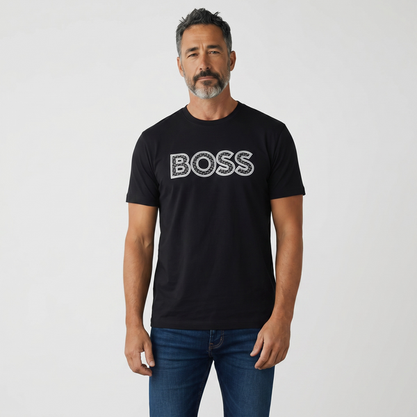 Boss Textured Logo T Shirt
