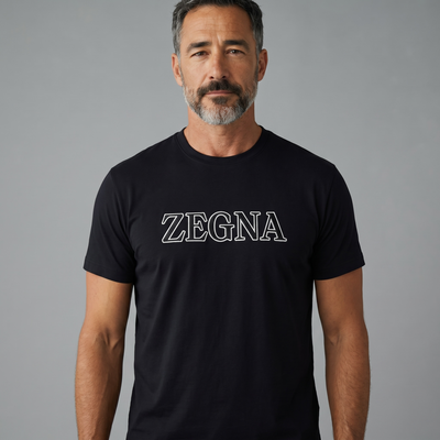 ZEGNA Signature Black Logo T-Shirt 🖤✨ Premium Minimal Style