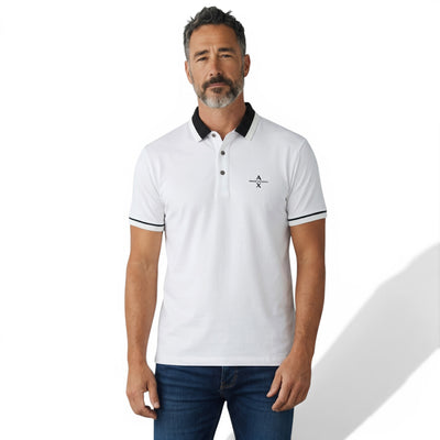 Armani Exchange White Polo Shirt 🤍🖤 Clean Contrast Essential