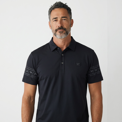 Emporio Armani Black Polo Shirt 🖤✨ Premium Logo Sleeve Edition