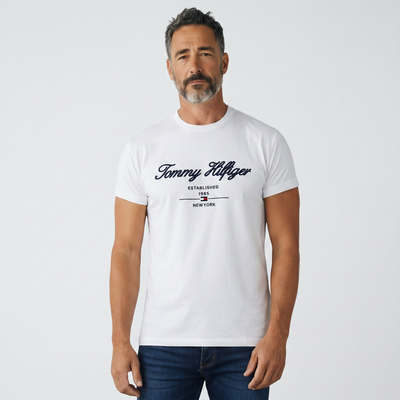 Tommy Hilfiger White Script Logo T-Shirt 🤍🇺🇸 Classic Heritage Edition