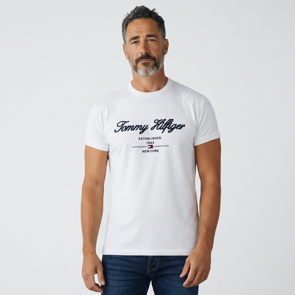 Tommy Hilfiger White Script Logo T-Shirt 🤍🇺🇸 Classic Heritage Edition