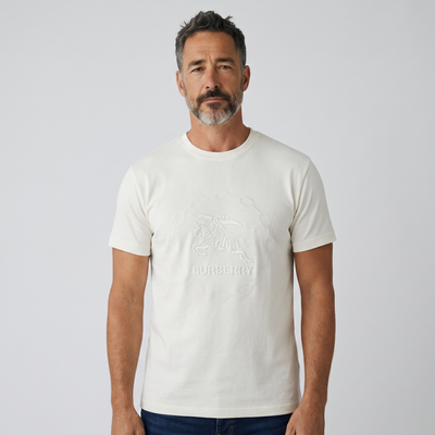 Burberry Beige Embossed Logo T-Shirt 🤎✨ Quiet Luxury Edition