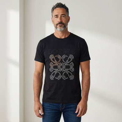 LOEWE Black Embellished Logo T-Shirt 🖤✨ Luxury Statement Edition