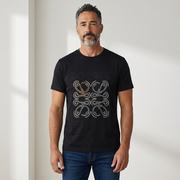 LOEWE Black Embellished Logo T-Shirt 🖤✨ Luxury Statement Edition
