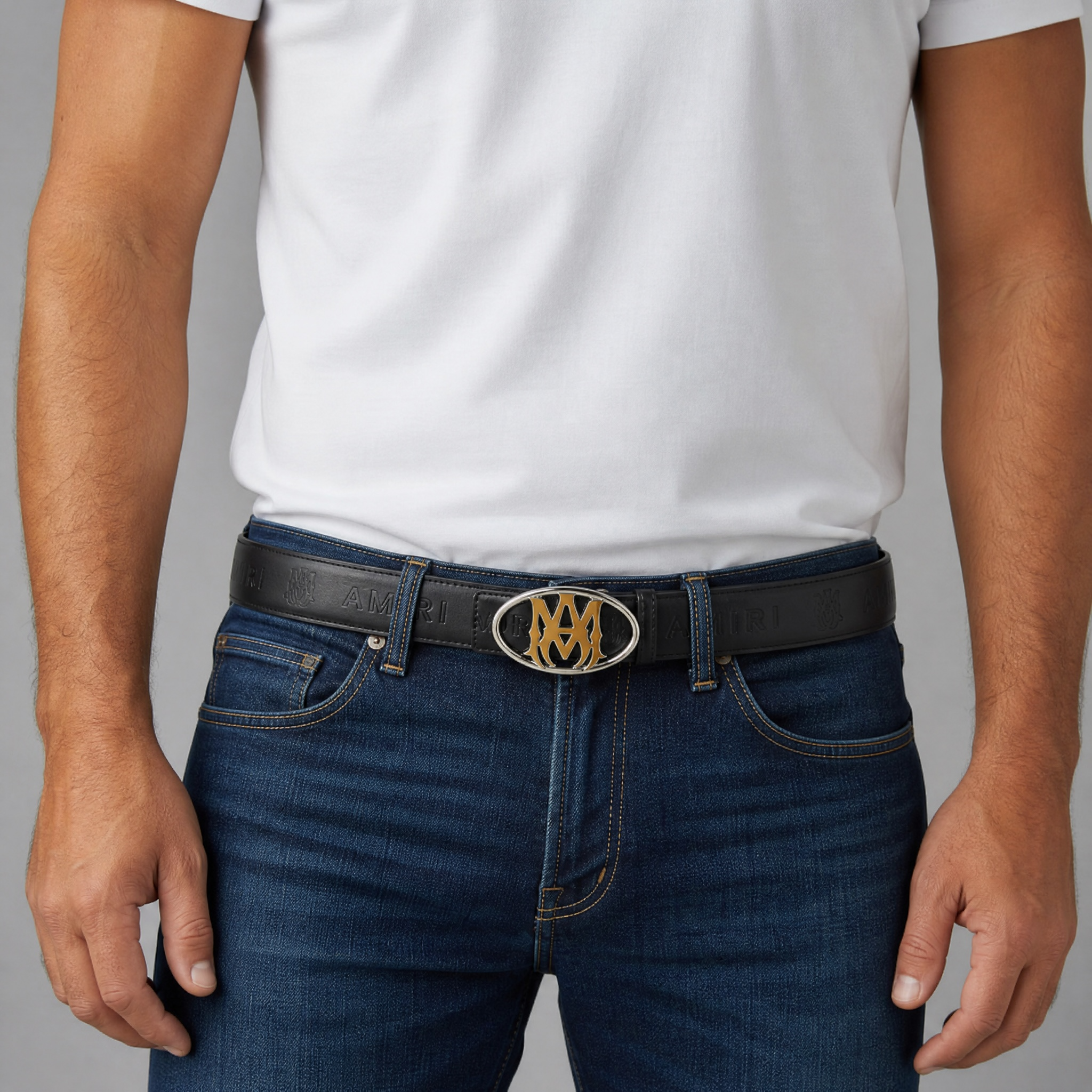 🖤 AMIRI Statement Logo Belt – Black Leather |