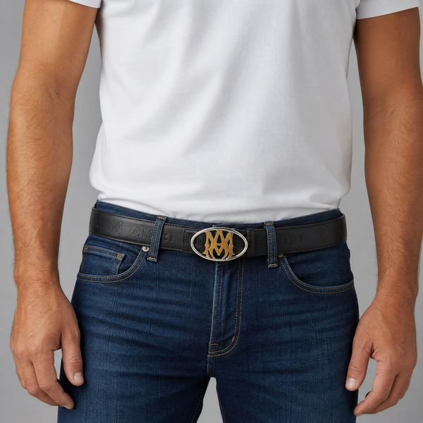 🖤 AMIRI Statement Logo Belt – Black Leather |