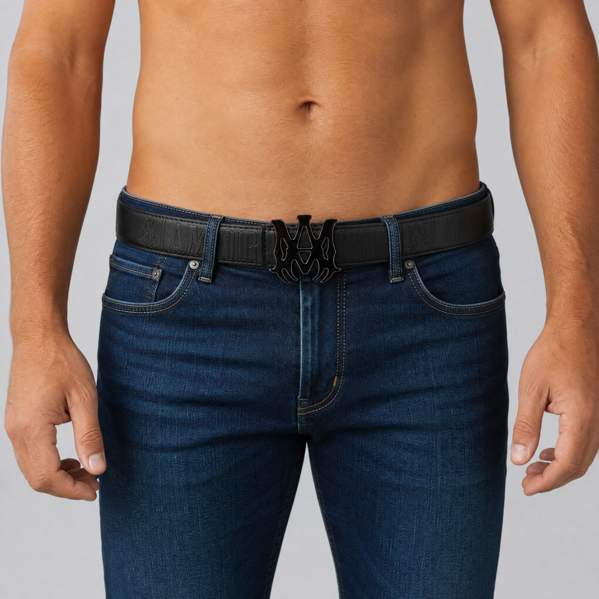 Amiri Black Leather Belt 115 cm 🖤 | Bold Logo Buckle | Luxury Streetwear Style
