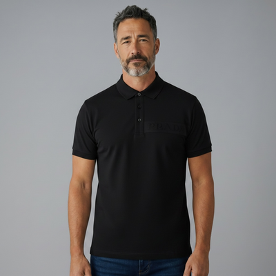 Prada Black Polo Shirt 🖤⚡ Embossed Logo Edition