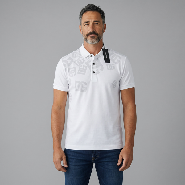 Dolce & Gabbana White Polo Shirt 🤍✨ Monogram Print Edition