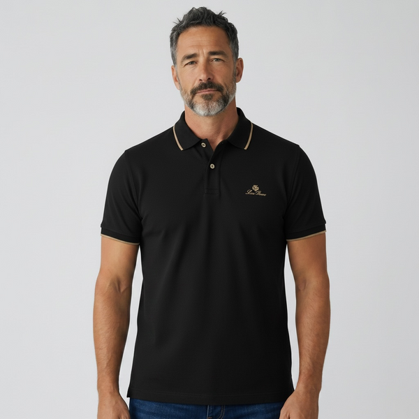 Loro Piana Black Textured Polo Shirt 🖤✨ Premium Classic Fit