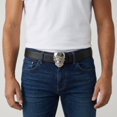 Philipp Plein Skull Buckle Leather Belt 💀🖤 | Bold Luxury Statement Accessory 🔥👑-110cm
