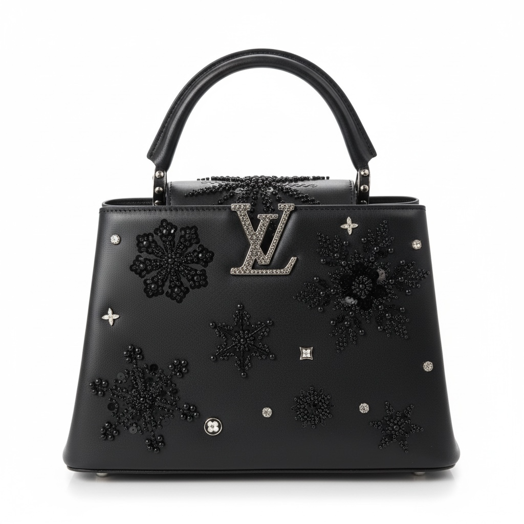 ✨ Louis Vuitton Black Crystal Snowflake Capucines – Limited Winter Night Edition ✨