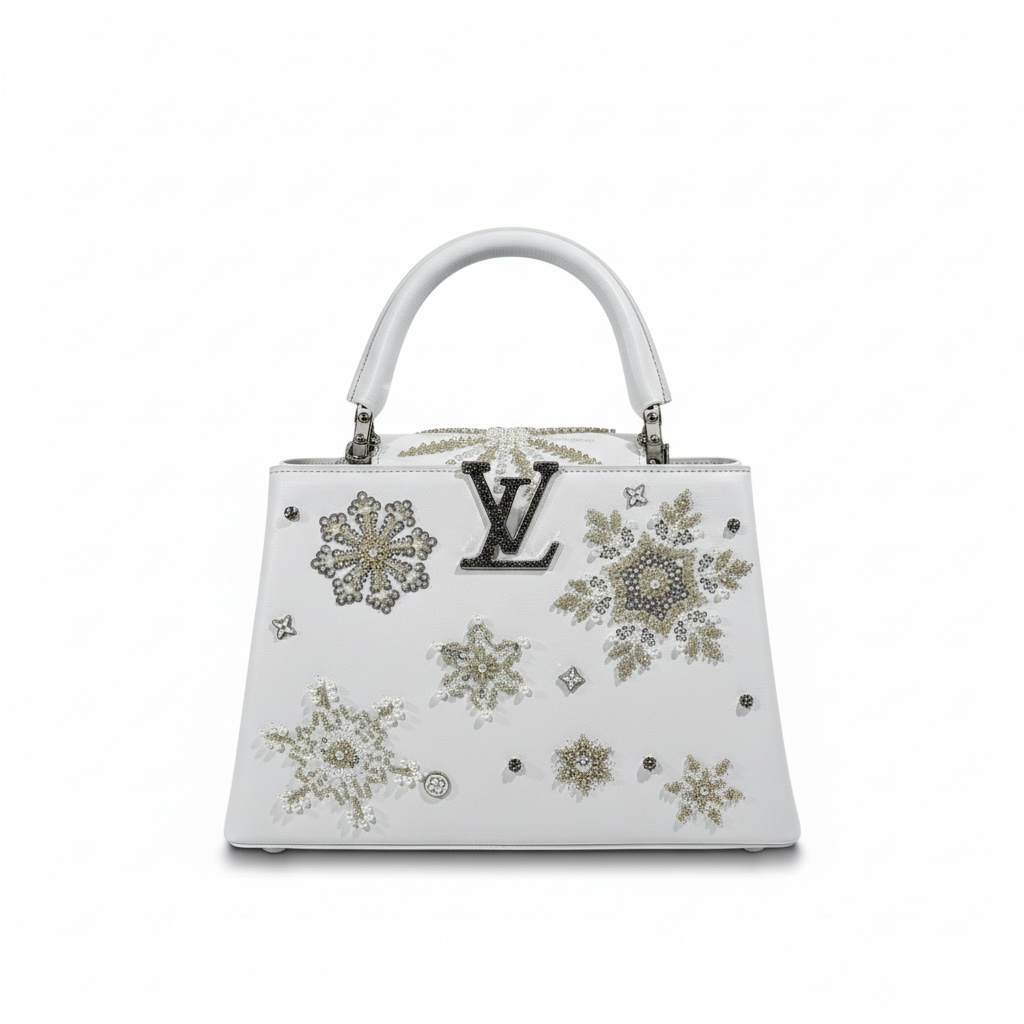 ✨ Louis Vuitton White Snowflake Crystal Capucines – Limited Winter Edition ✨