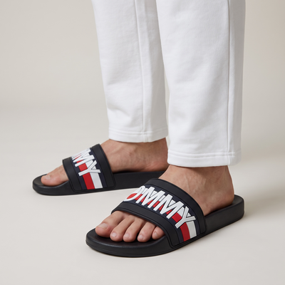 Tommy Hilfiger Logo Slides — Black