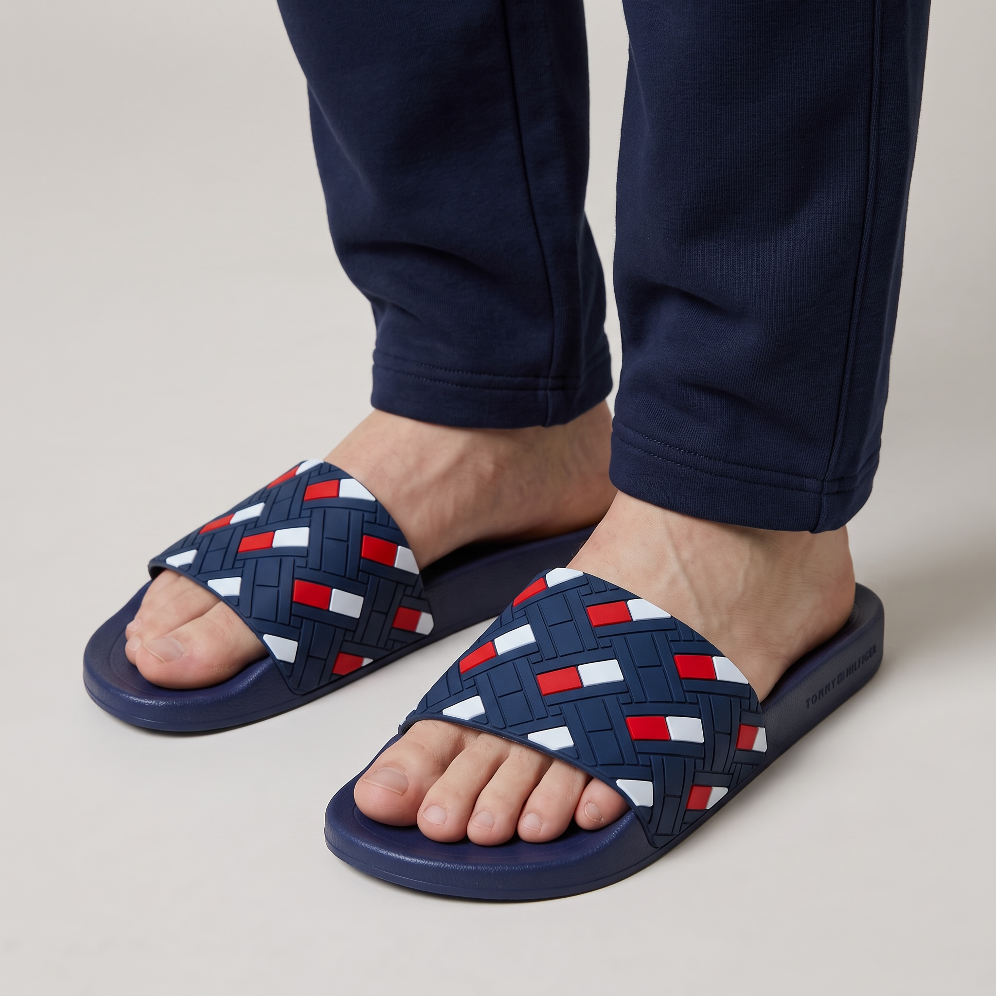 Tommy Hilfiger Navy Blue Logo Slides – Unisex Summer Sandals