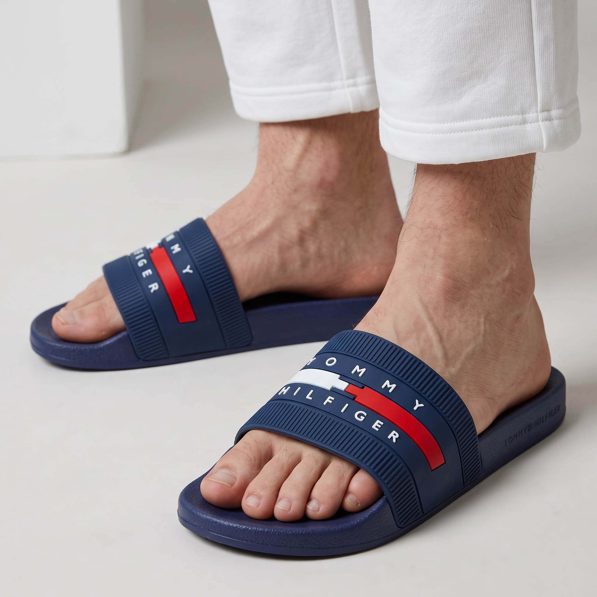 Tommy Hilfiger Navy Slides 🇺🇸 | Iconic Comfort & Style