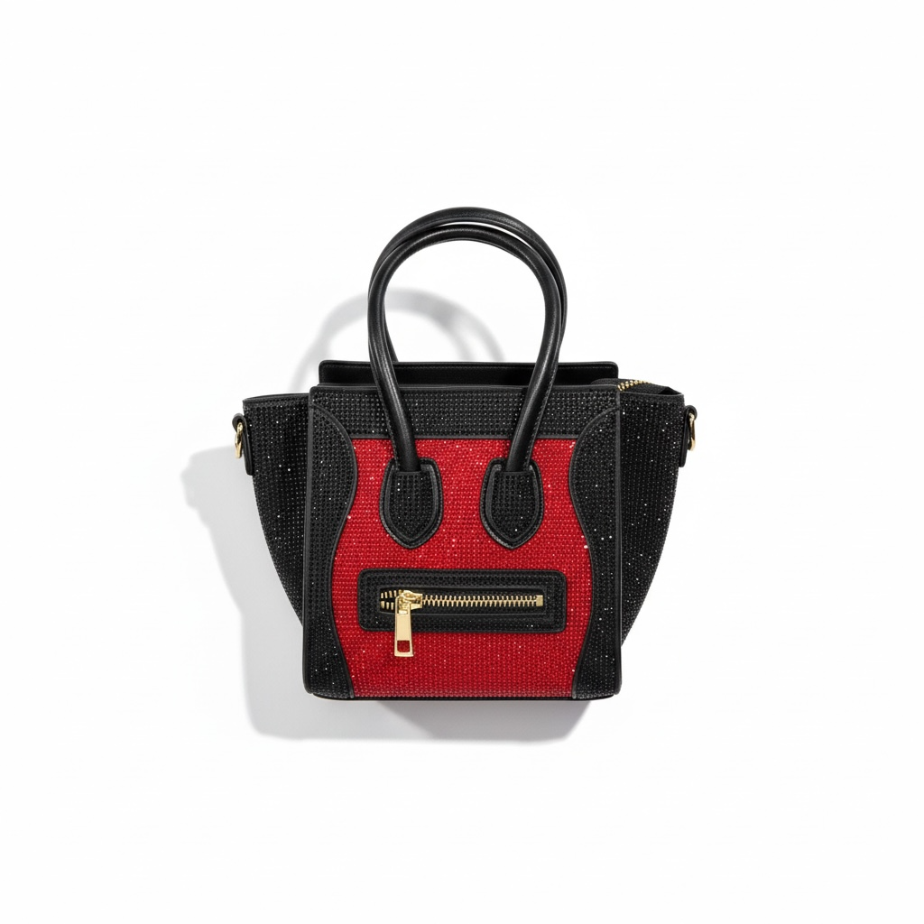 ✨ Céline Nano Luggage – Red & Black Crystal Edition ✨
