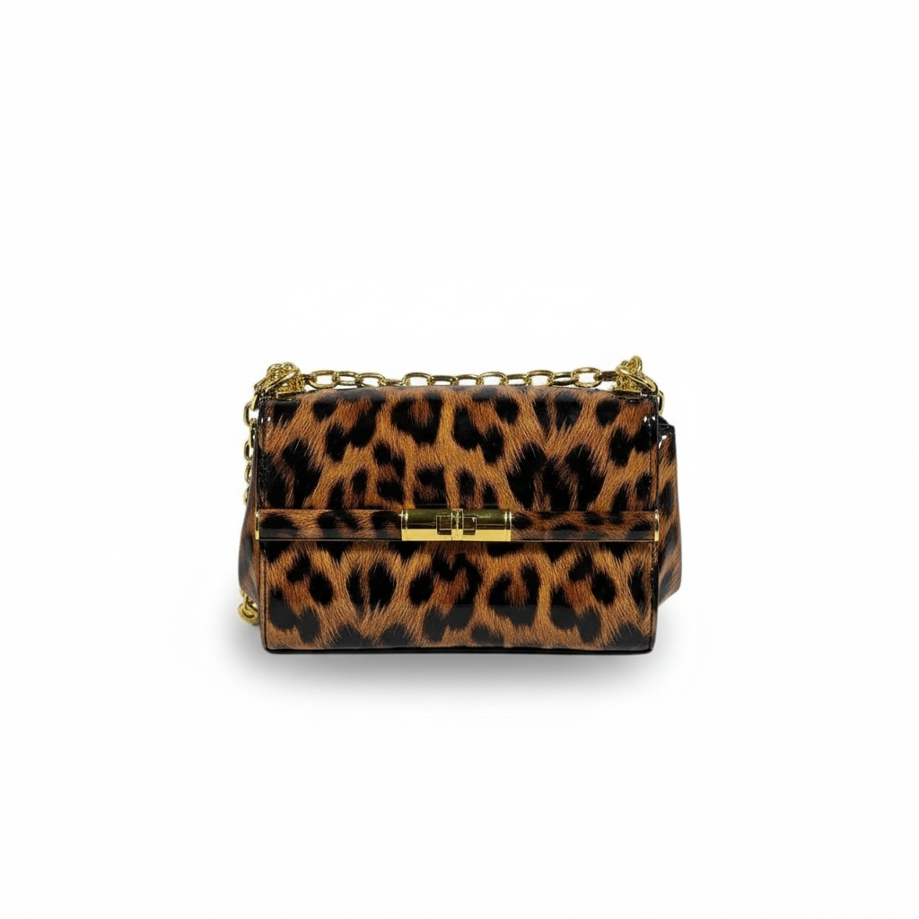 Dolce & Gabbana Leopard Print Patent Chain Bag 🐆✨ | Bold Italian Glamour with Golden Touch