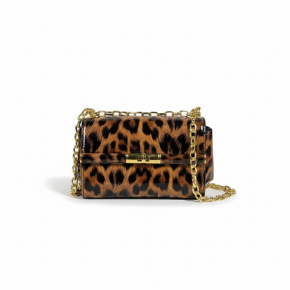 Dolce & Gabbana Leopard Print Patent Chain Bag 🐆✨ | Bold Italian Glamour with Golden Touch