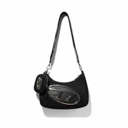 🔥 DIESEL Cyber Runner Shoulder Bag – Black Edition with Mini Pouch