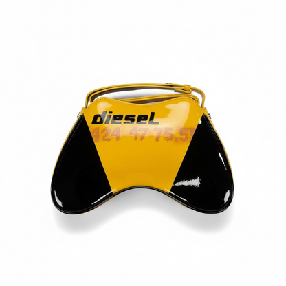 DIESEL Yellow & Black Gloss Y2K Shoulder Bag 💛🖤 | Bold Logo Futuristic Design