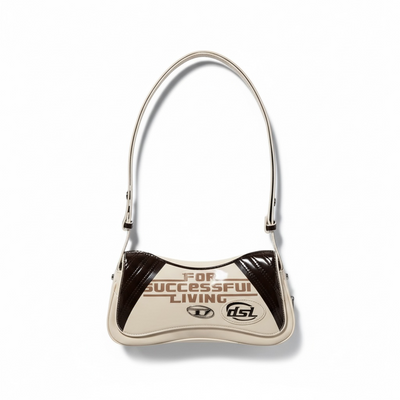 DIESEL “For Successful Living” Mini Shoulder Bag – Beige & Brown Y2K Edition ✨🔥