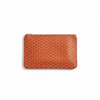 ✨ Goyard-Inspired Luxury Flat Pouch – Orange Monogram Clutch