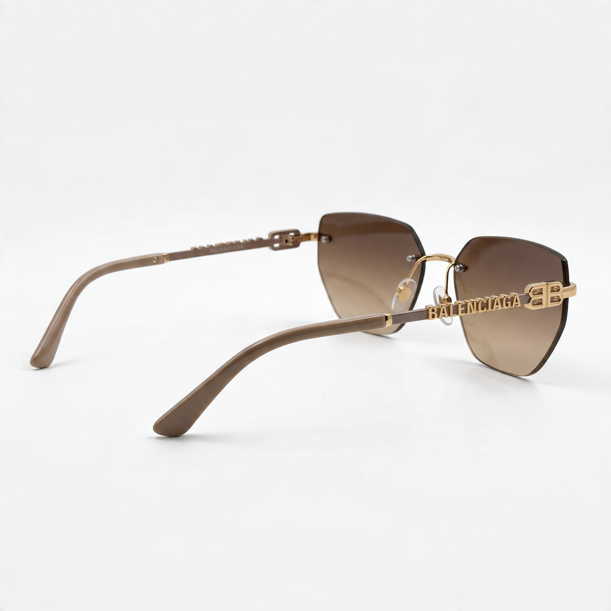 Balenciaga BB Rimless Gold Sunglasses | Luxury Gradient Geometric Edition