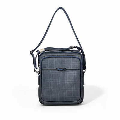 🐊 Lacoste Navy Grid Crossbody Bag – Timeless Sport-Luxury Redefined