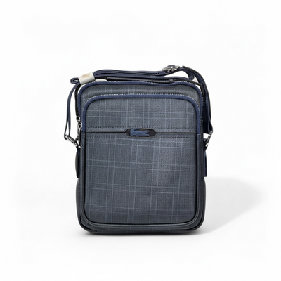 🐊 Lacoste Navy Grid Crossbody Bag – Timeless Sport-Luxury Redefined